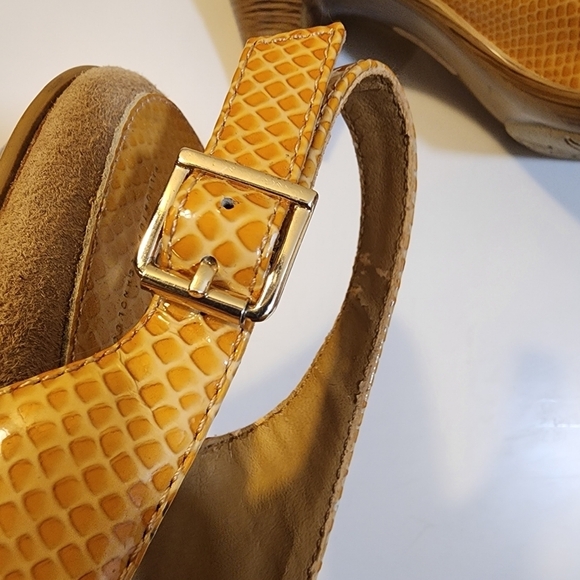 Softspots Yellow Leather Upper Slingback low heels open toe shoes  8.5W - Picture 10 of 14